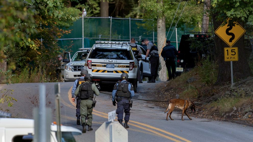 PHOTO: Law enforcement personnel continue their search for Eric Frein, the suspect in the ambush at the Pennsylvania State Police barracks in Blooming Grove, in Monroe County, Pa.