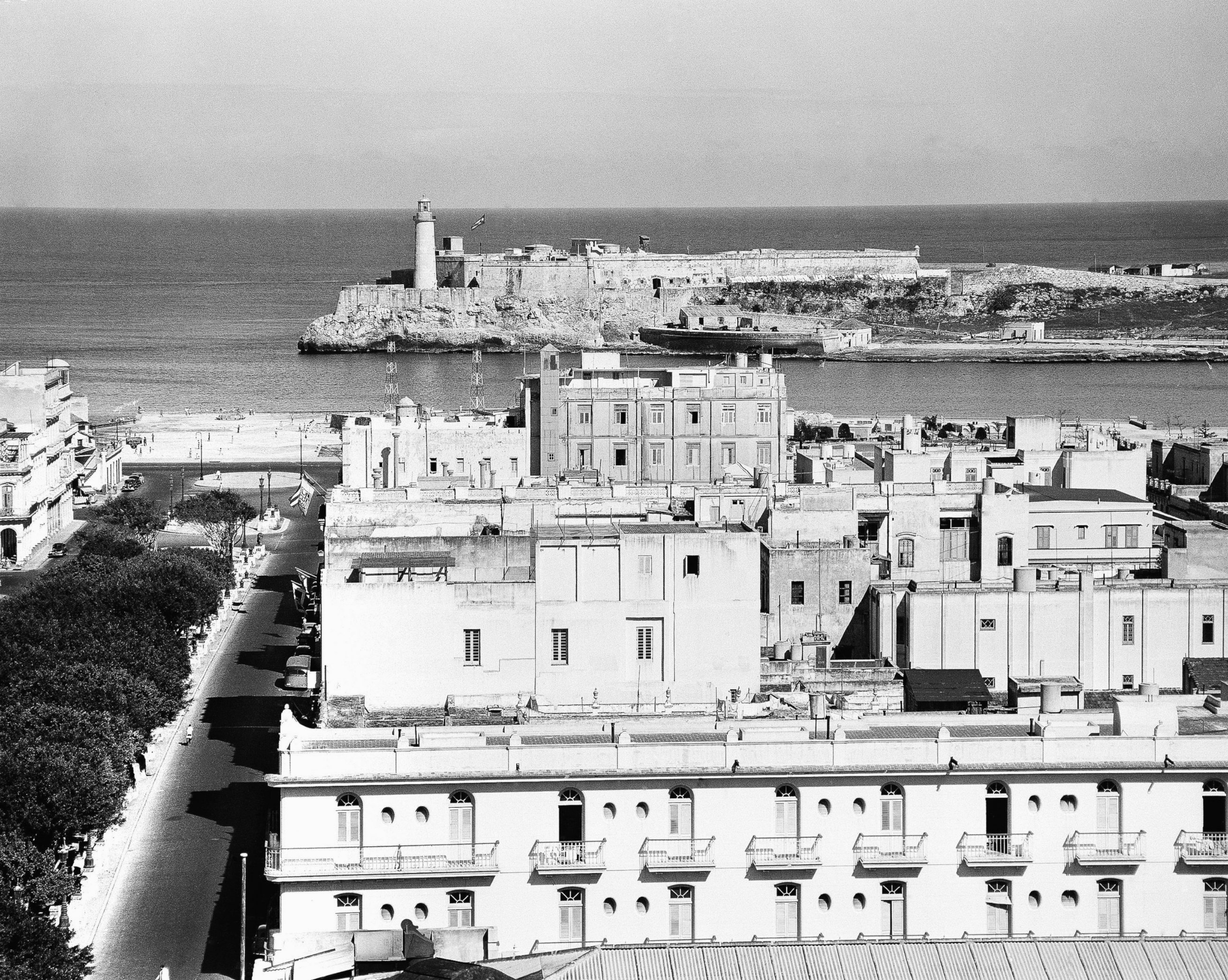 PHOTO: A view of the Morro Castle, the fort defending the entrance to Havana Harbor, Feb. 3, 1946. The entrance to the harbor is in the background and at left is the famous Prado Avenue. 