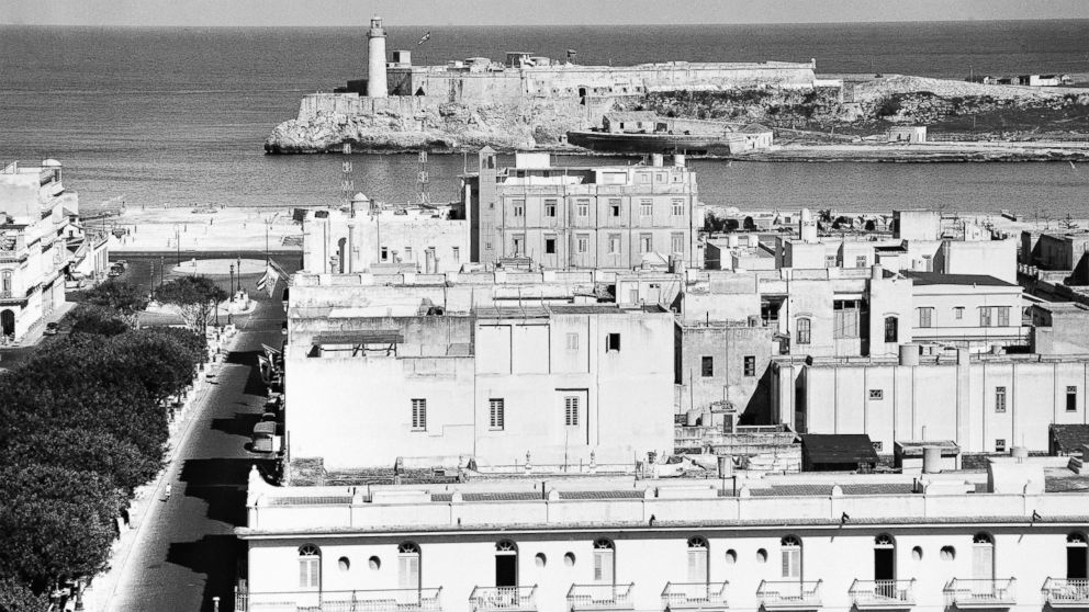 PHOTO: A view of the Morro Castle, the fort defending the entrance to Havana Harbor, Feb. 3, 1946. The entrance to the harbor is in the background and at left is the famous Prado Avenue. 