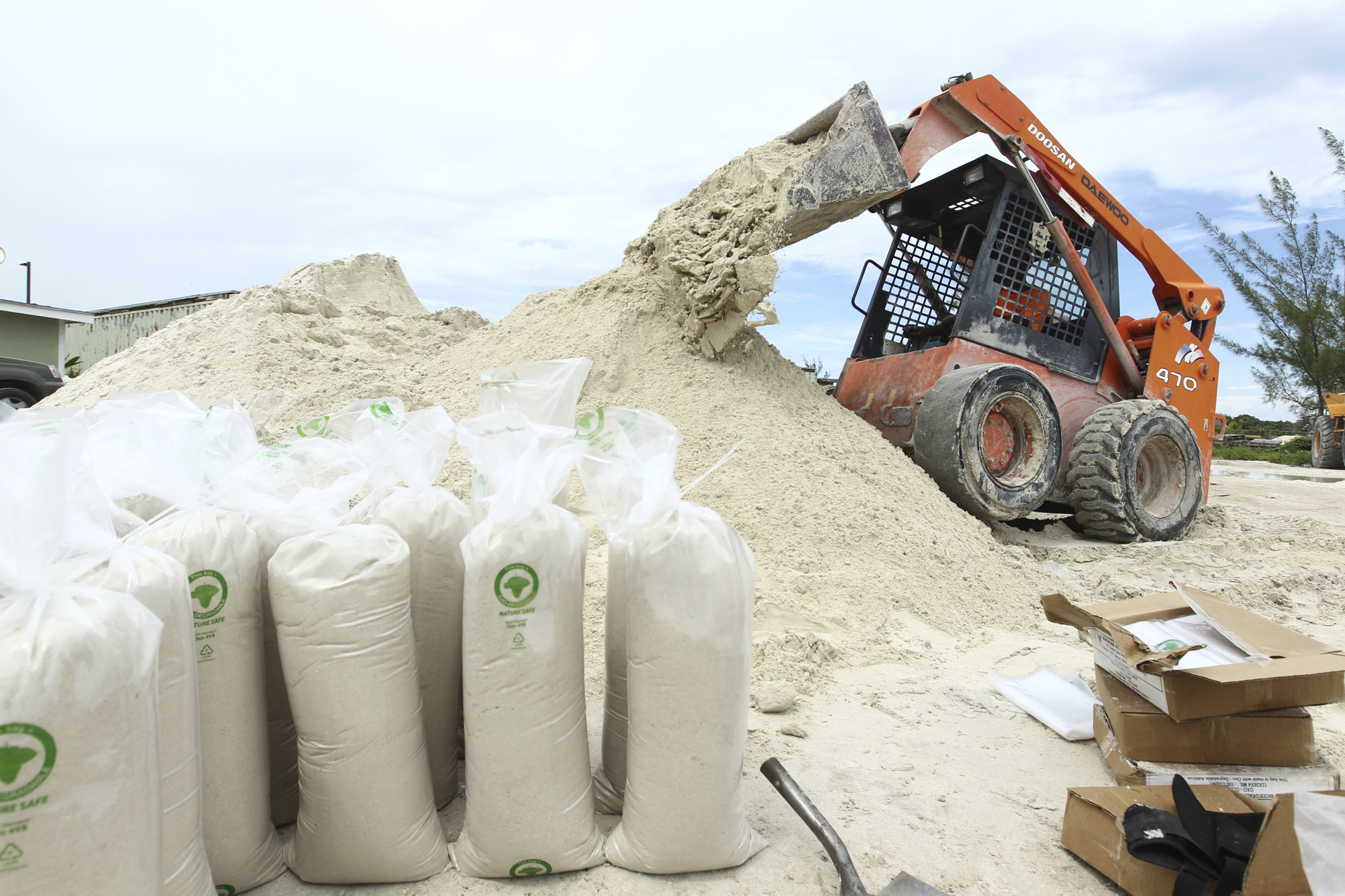 PHOTO: Sand is replenished at Roberts Trucking company in the Eastern district of Nassau, Bahamas, Oct. 4, 2016. 