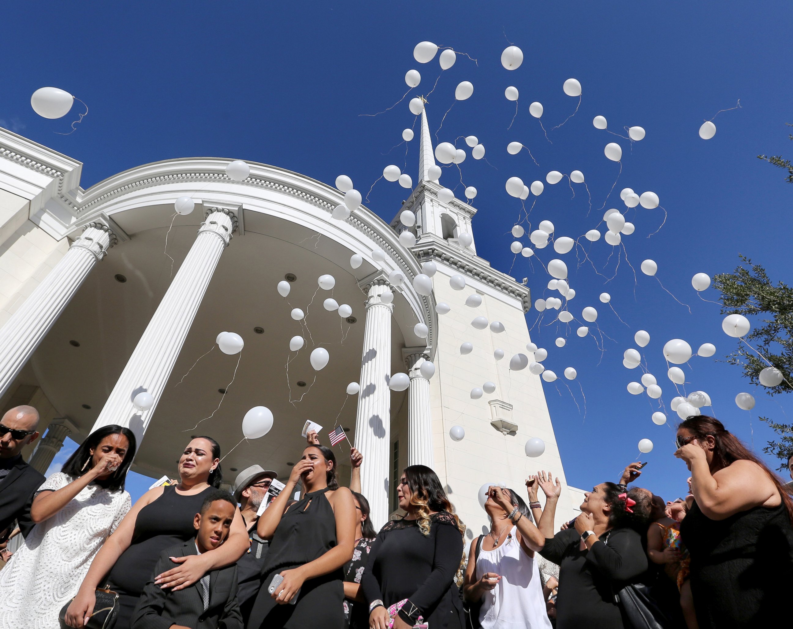 PHOTO: Family members release 49 white balloons at the funeral of Pulse shooting victim Brenda Lee Marquez McCool at First United Methodist Church in downtown Orlando, June 20, 2016.