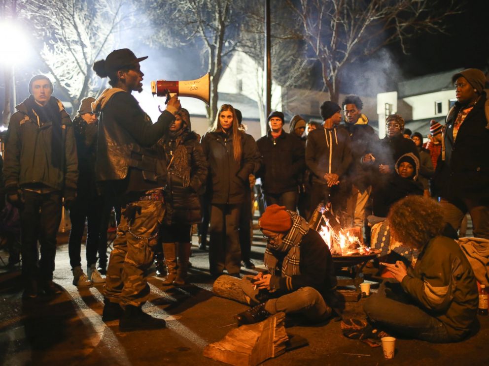 PHOTO: A demonstrator speaks near the Minneapolis Police 4th Precinct in Minneapolis, Nov. 24, 2015.