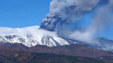 PHOTO: Smoke billows from the Mount Etna, Europes tallest active volcano, in Sicily, Nov. 23, 2013.