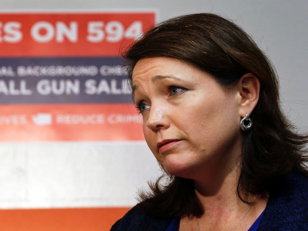 PHOTO: Nicole Hockley is interviewed before working at a phone bank in support of Washingtons Initiative 594, a measure seeking universal background checks on gun sales and transfers, Oct. 27, 2014, in Seattle.