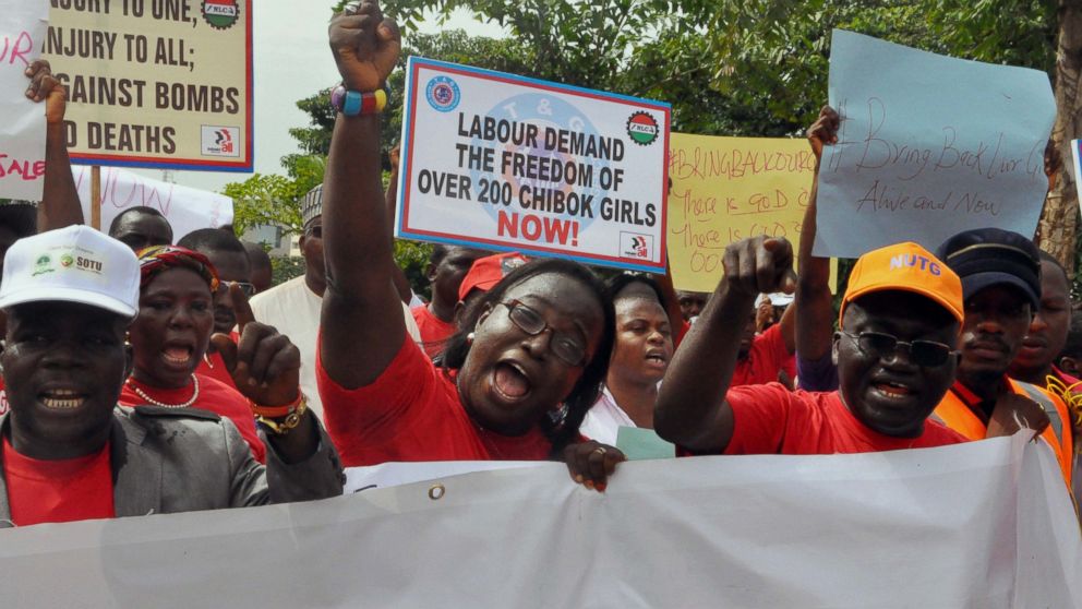 PHOTO: People attend a demonstration calling on the government to rescue the kidnapped school girls from the Chibok government secondary school, outside the defense headquarters in Abuja, Nigeria, May 6, 2014.