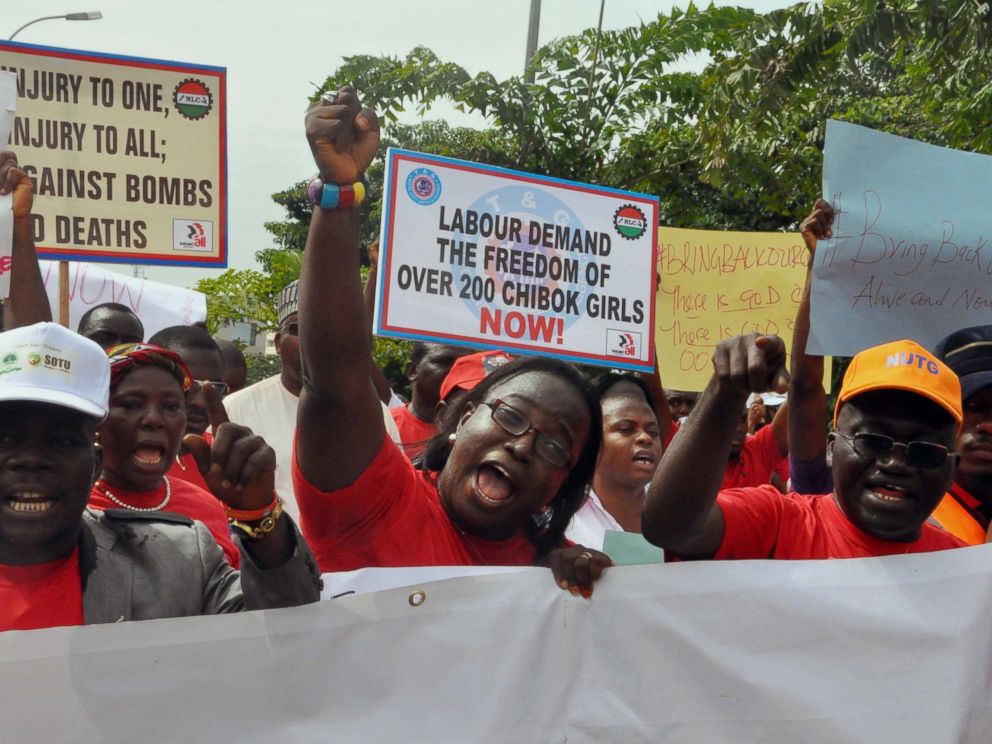 PHOTO: People attend a demonstration calling on the government to rescue the kidnapped school girls from the Chibok government secondary school, outside the defense headquarters in Abuja, Nigeria, May 6, 2014.