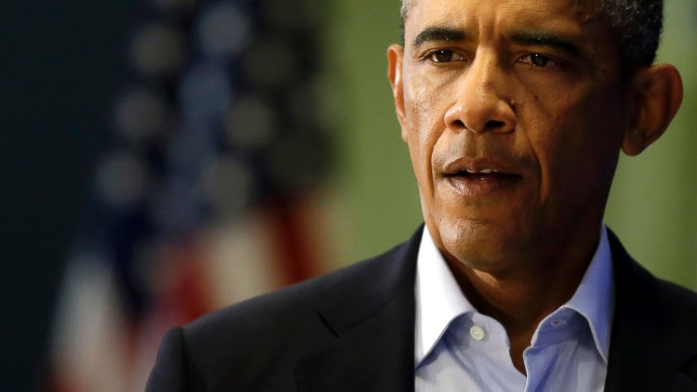 President Barack Obama arrives to speak in Edgartown, Mass., Aug. 20, 2014, about the killing of American journalist James Foley by militants with the Islamic State extremist group.