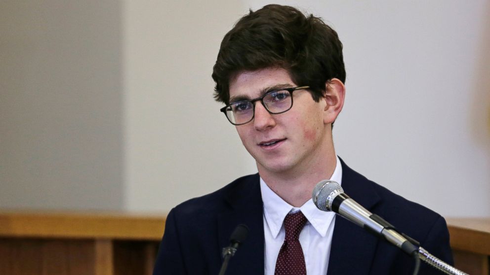 PHOTO: Former St. Paul's School student Owen Labrie testifies in his trial at Merrimack Superior Court in Concord, N.H., Aug. 26, 2015. 