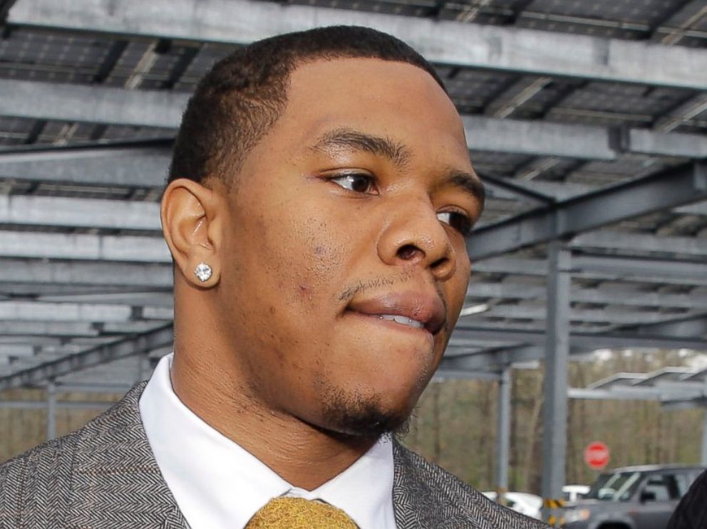 PHOTO: In this May 1, 2014, file photo, Baltimore Ravens football player  Ray Rice holds hands with his wife, Janay Palmer, as they arrive at Atlantic County Criminal Courthouse in Mays Landing, N.J. 