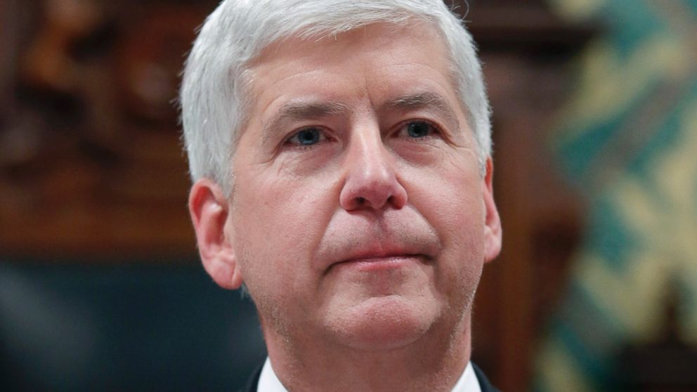 Michigan Gov. Rick Snyder delivers his State of the State address to a joint session of the House and Senate, Jan. 19, 2016, at the state Capitol in Lansing, Mich. 