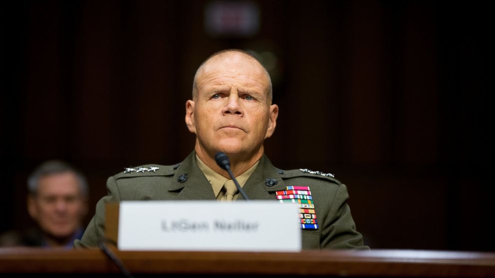 Lt. Gen. Robert Neller arrives to testify at his confirmation hearing before the Senate Armed Services Committee on Capitol Hill in Washington,  July 23, 2015, to become the 37th commandant of the Marine Corps. 