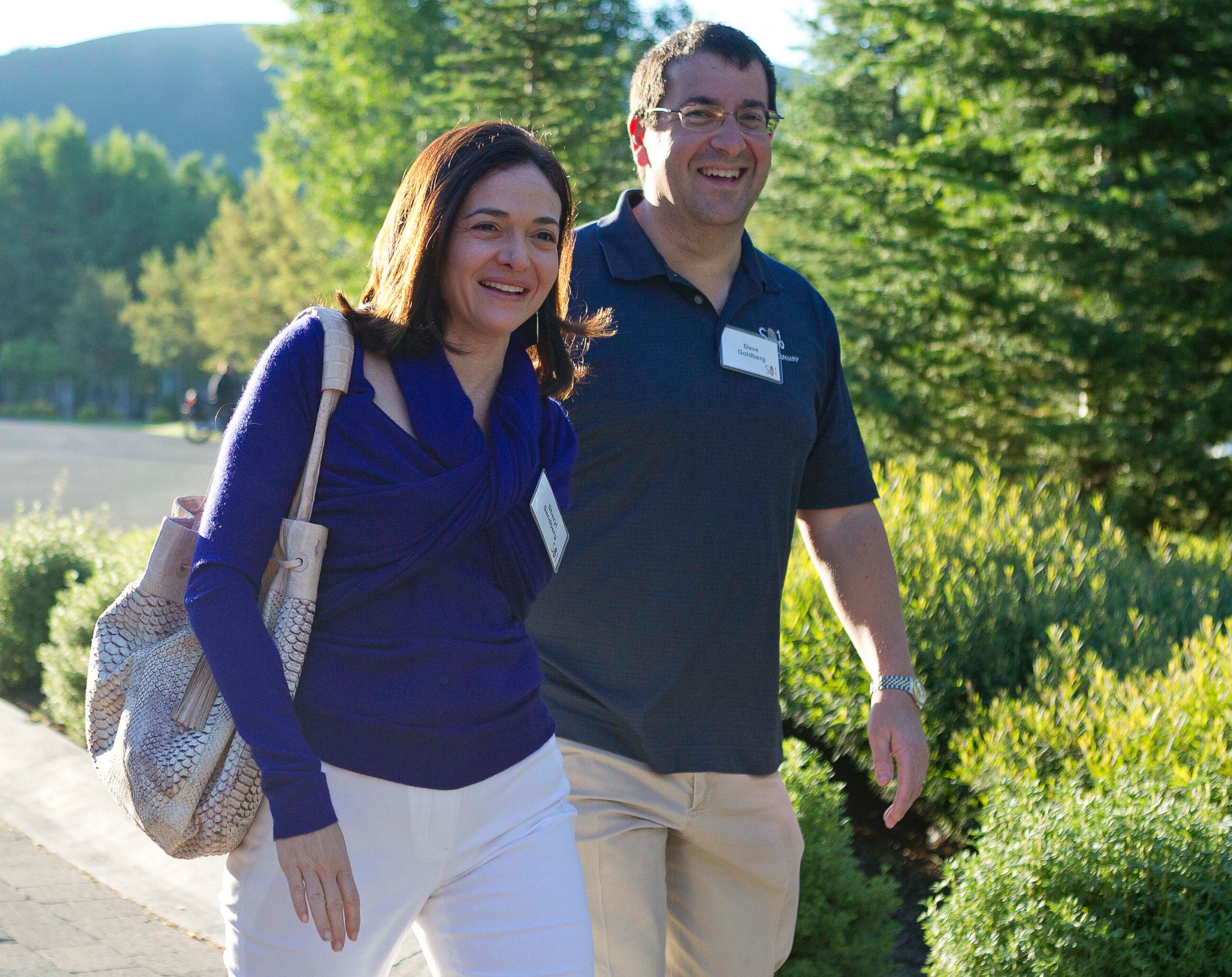 PHOTO: Facebook chief operating officer Sheryl Sandberg, left, and Dave Goldberg, CEO of Survey Monkey, arrive at the Sun Valley Inn for the 2011 Allen and Co. Sun Valley Conference, July 6, 2011, in Sun Valley, Idaho.