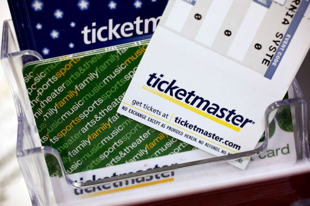 PHOTO: In this May 11, 2009, file photo, Ticketmaster tickets and gift cards are shown at a box office in San Jose, Calif.