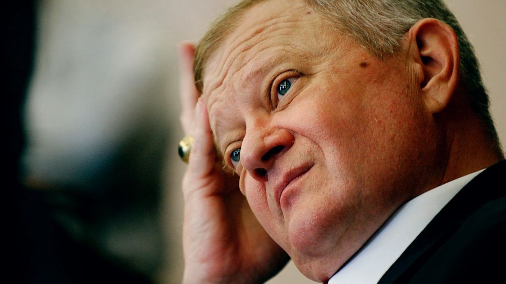 Author Tom Clancy fields questions, Sept. 21, 2004, at the Norfolk Naval Base in Norfolk, Va. 