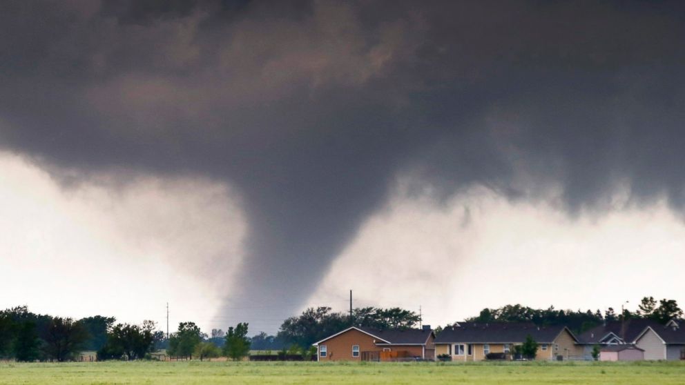 A tornado passes near Halstead, Kan., May 6, 2015. 