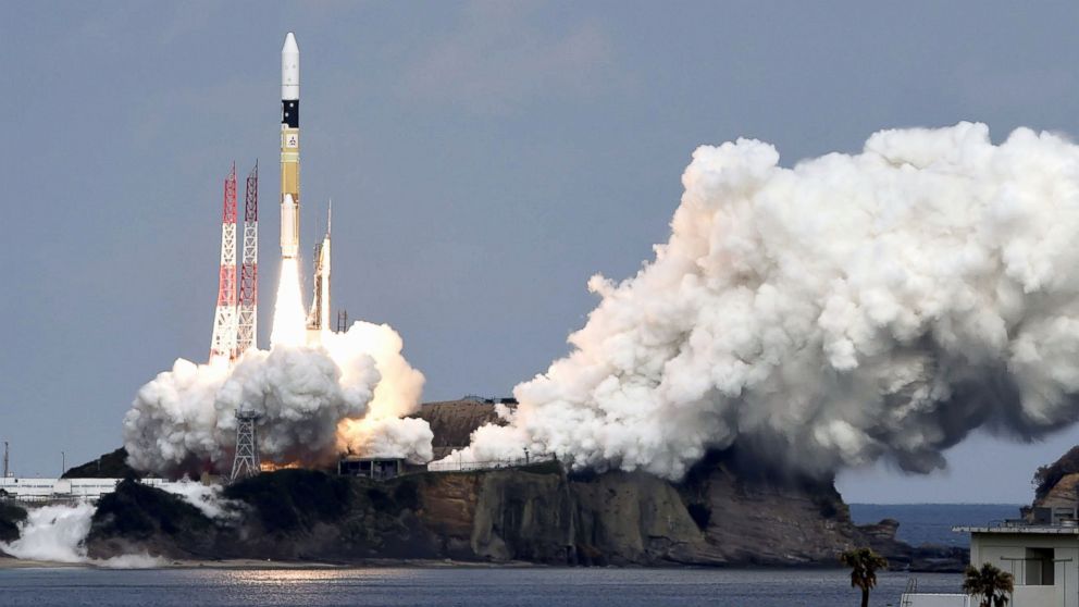 An H2-A rocket carrying space explorer Hayabusa2, lifts off from a launching pad at Tanegashima Space Center in Kagoshima, Japan, Dec. 3, 2014. 
