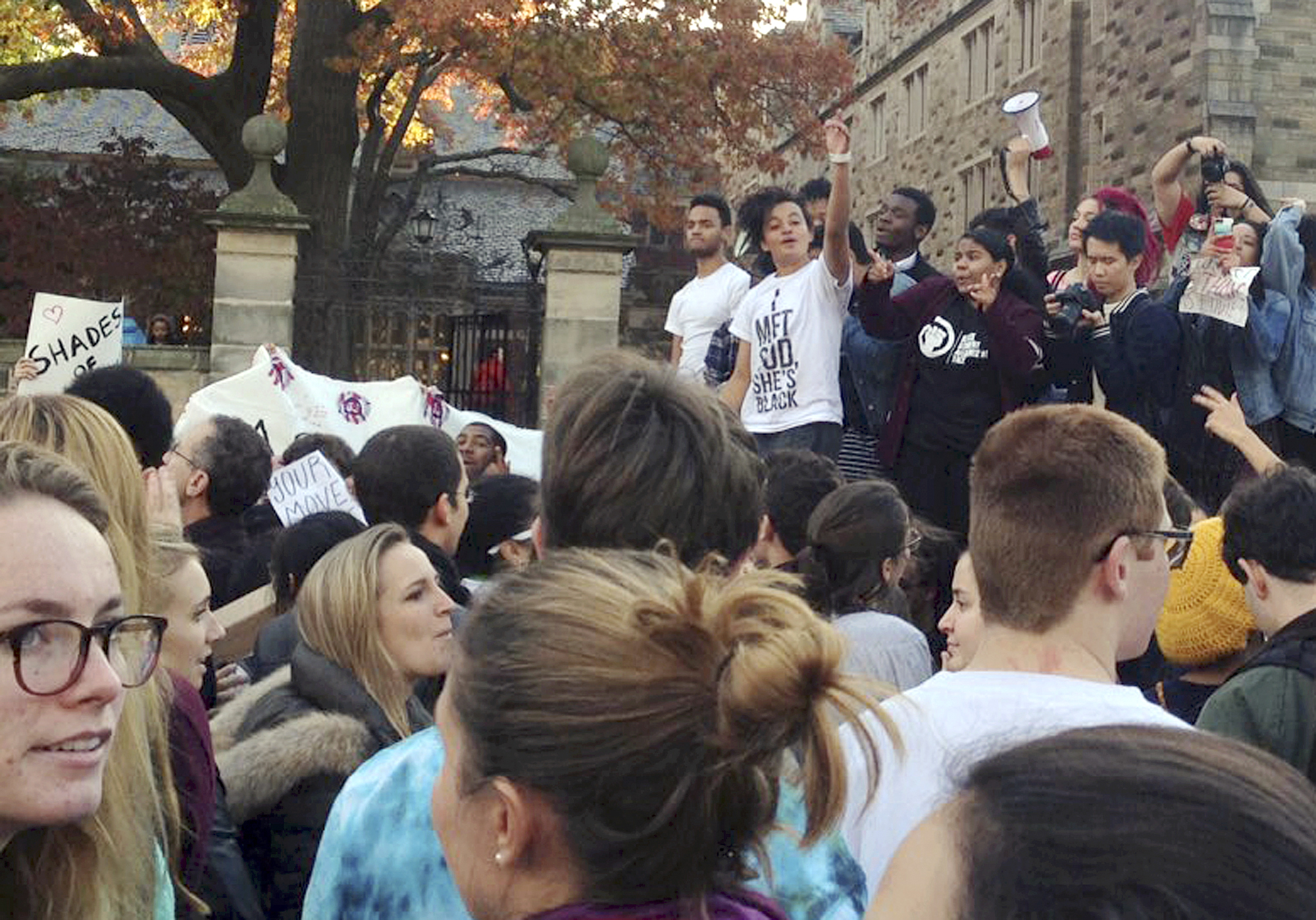 PHOTO:Yale University students and supporters participate in a march across campus to demonstrate against what they see as racial insensitivity at the Ivy League school, Nov. 9, 2015, in New Haven, Conn.  
