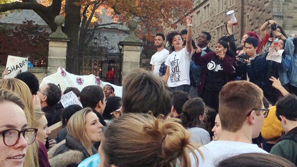 PHOTO:Yale University students and supporters participate in a march across campus to demonstrate against what they see as racial insensitivity at the Ivy League school, Nov. 9, 2015, in New Haven, Conn.