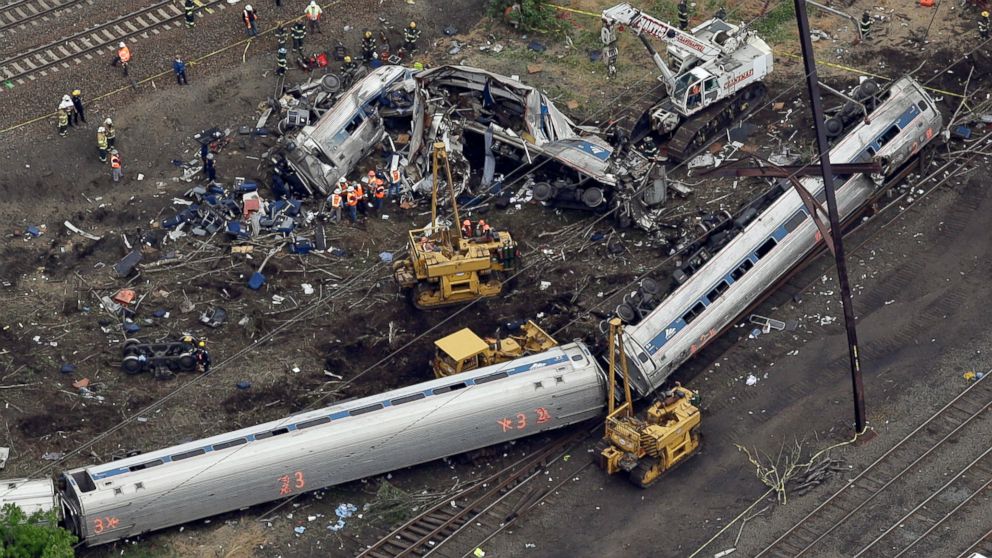 PHOTO:Emergency personnel work at the scene of a deadly train derailment, May 13, 2015, in Philadelphia.