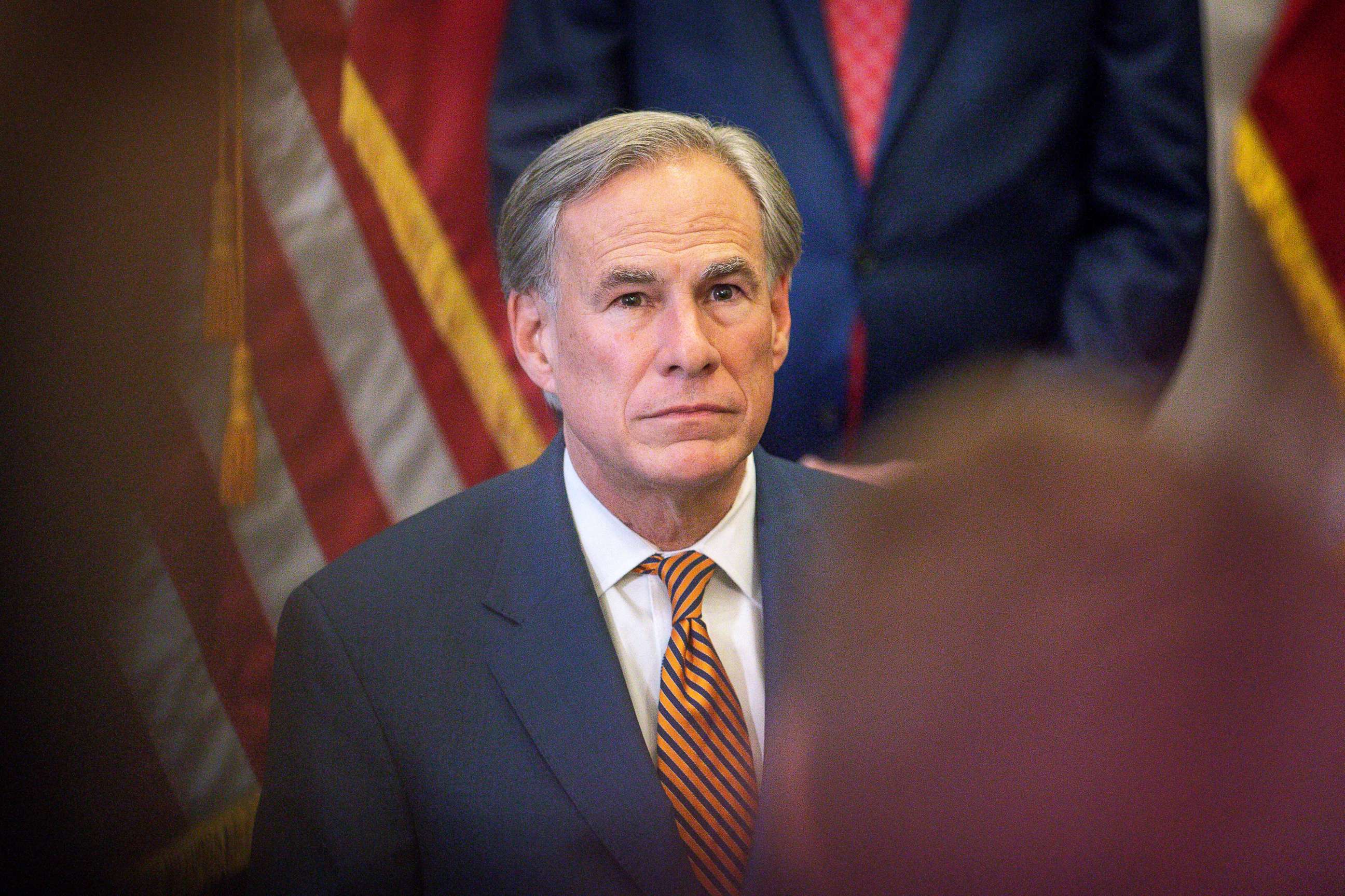 PHOTO: Texas Governor Greg Abbott attends a press conference where he signed Senate Bills 2 and 3 at the Capitol, June 8, 2021, in Austin, Texas. 