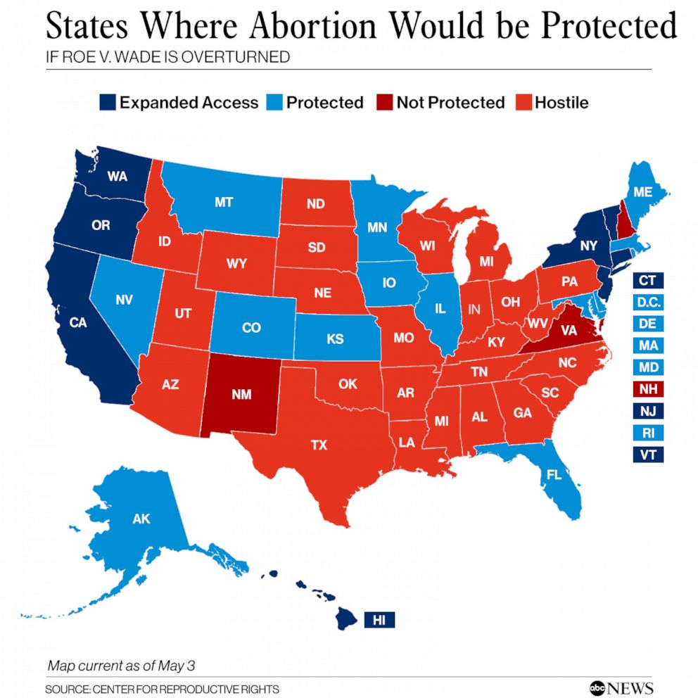 States where abortion would be protected