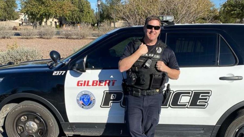 PHOTO: Officer Adam Walicke of the Gilbert Police Department in Arizona paid for an elderly woman's plane ticket home after she had been scammed out of her last money and left stranded hundreds of miles from her home in Illinois.