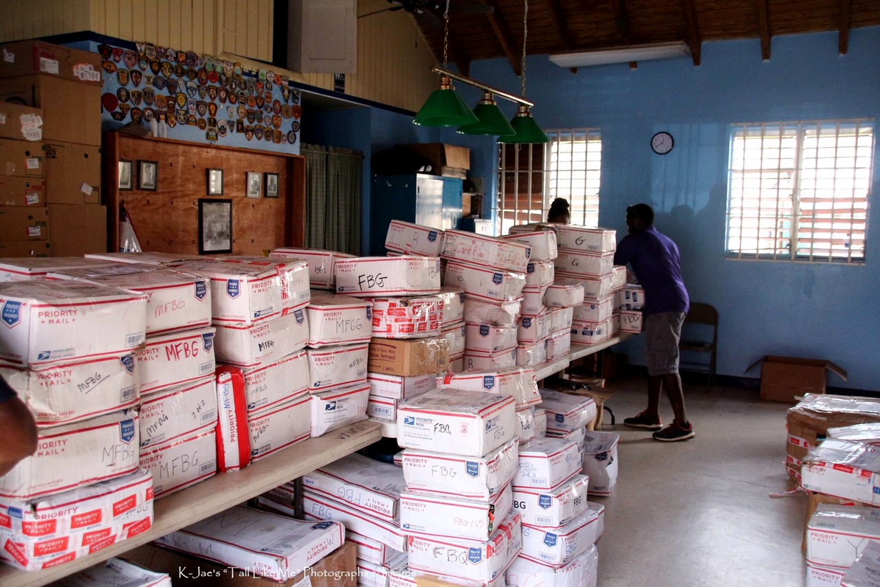 PHOTO: Boxes shipped to the U.S. Virgin Islands through the Adopt a Family organization.