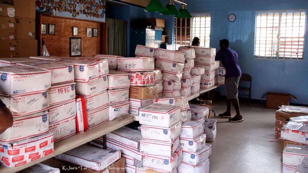 PHOTO: Boxes shipped to the U.S. Virgin Islands through the Adopt a Family organization.