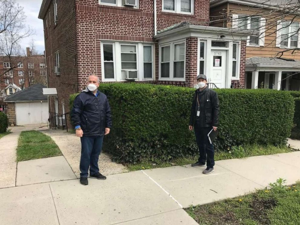 PHOTO: Alex DiMaio checks up on one of his resident's in the Bronx, New York City on April 14, 2020.