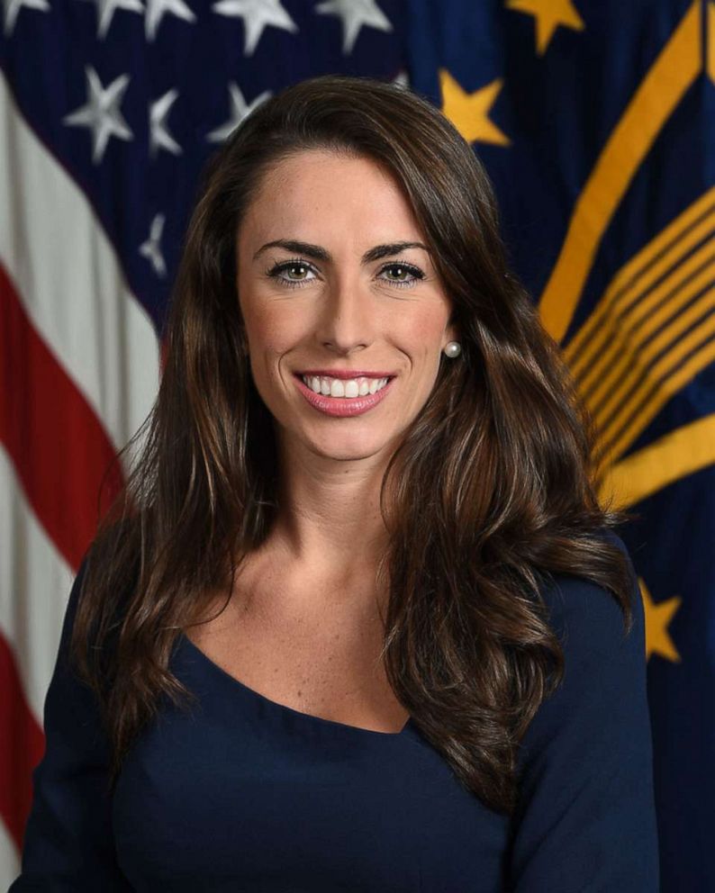 PHOTO: Alyssa Farah, Department of Defense Press Secretary and Deputy Assistant Secretary of Defense for Media Affairs, poses for her official portrait in the Army portrait studio at the Pentagon in Arlington, Va., Sept., 30, 2019.  