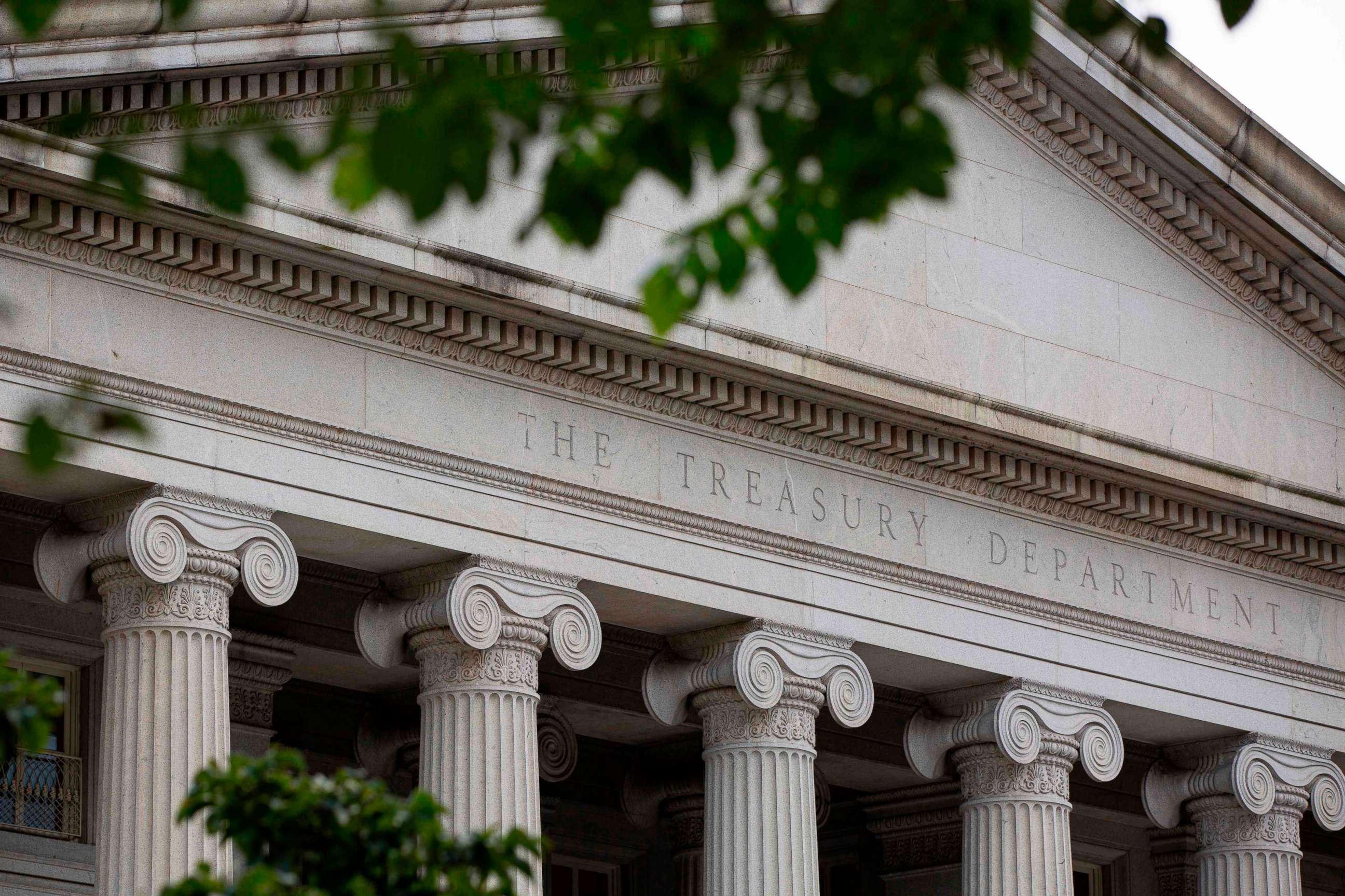 PHOTO: (FILES) In this file photo taken on July 22, 2019 The US Treasury Department building is seen in Washington, DC, on July 22, 2019. 