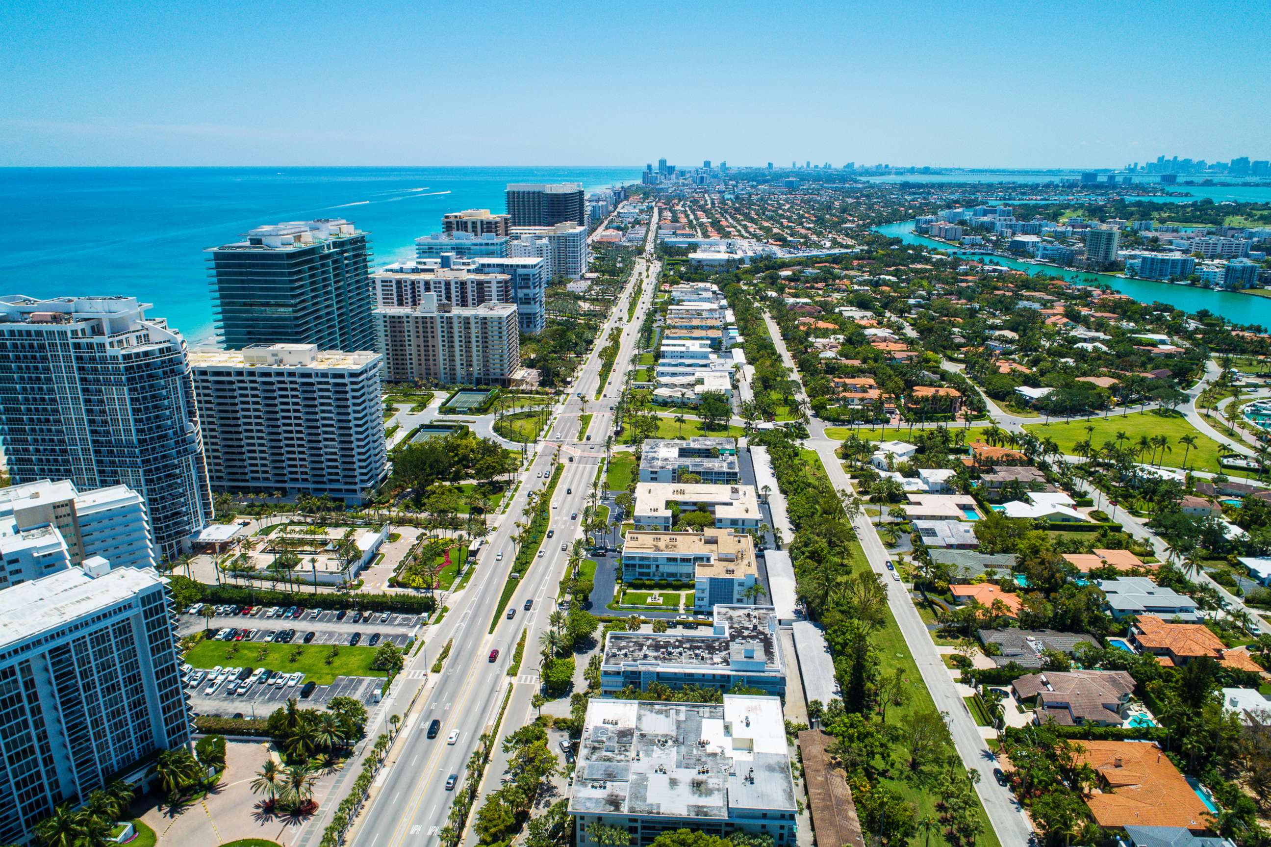 PHOTO: The coastal neighborhood of Bal Harbour, Fla., is shown in an undated drone photo. 