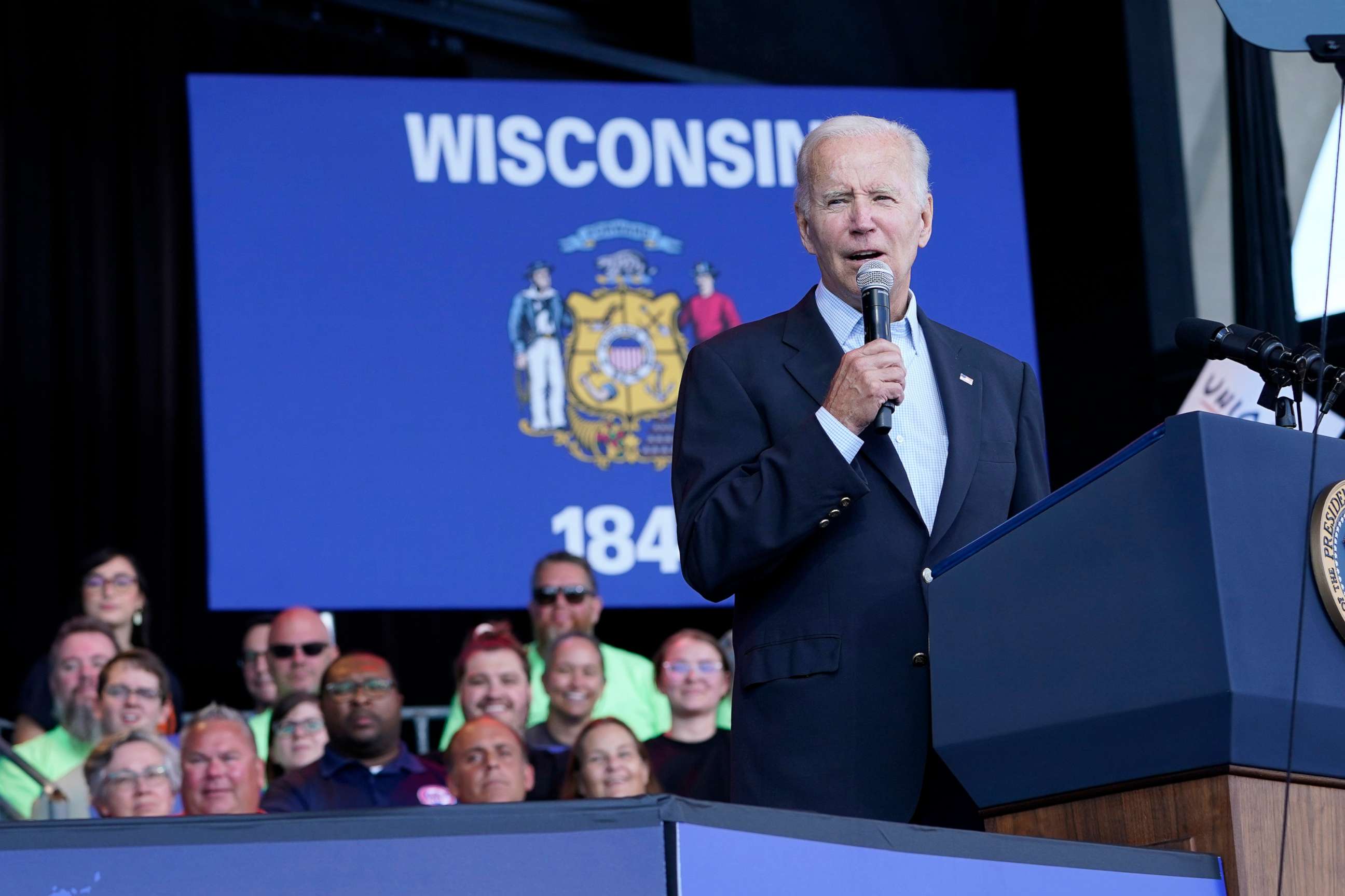 PHOTO: President Joe Biden speaks during an event at Henry Maier Festival Park in Milwaukee, Sept. 5, 2022. 