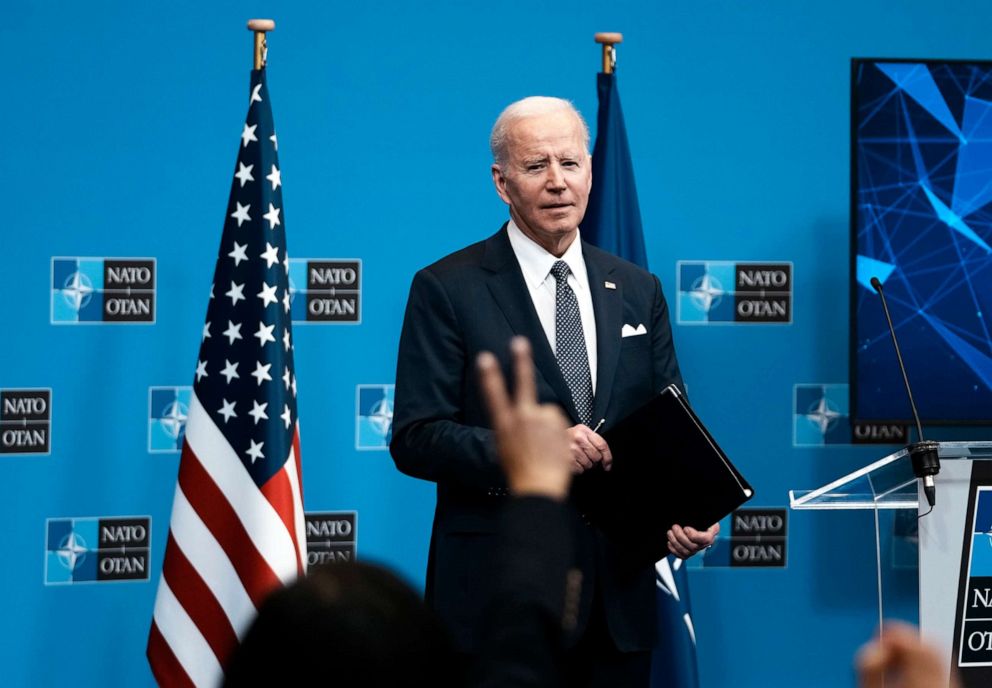 PHOTO: President Joe Biden prepares to answer questions during a media conference, after an extraordinary NATO summit and Group of Seven meeting, at NATO headquarters in Brussels, March 24, 2022.