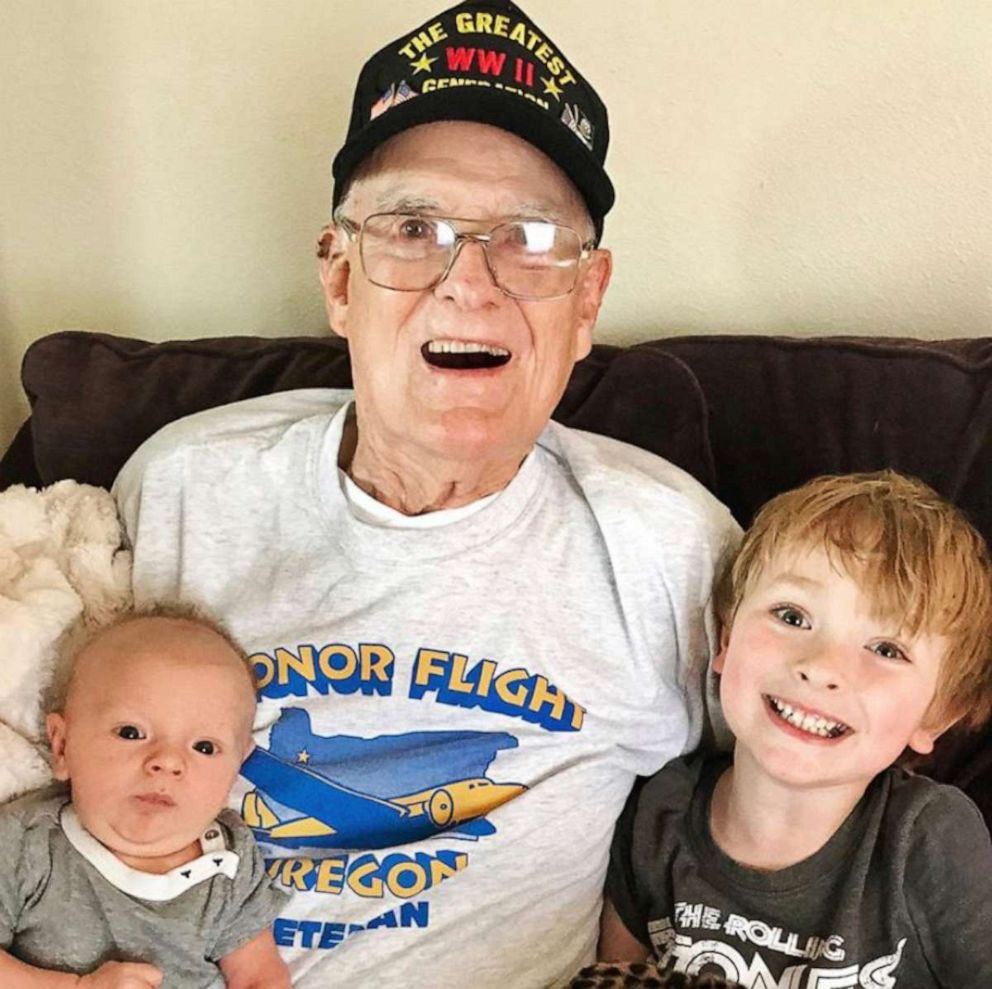 PHOTO: William Kelly, 95, with his two great grandchildren in an undated photo.