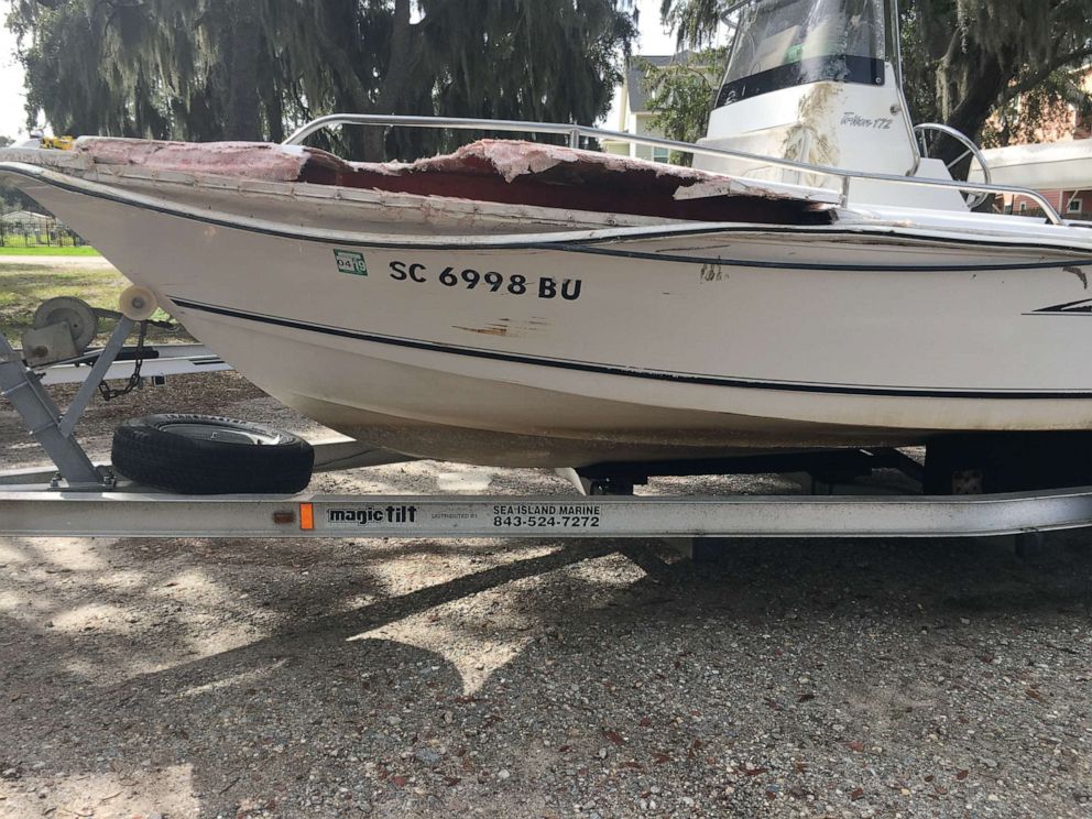 PHOTO: A photo of the wrecked boat from the night of Feb. 23, 2019. 