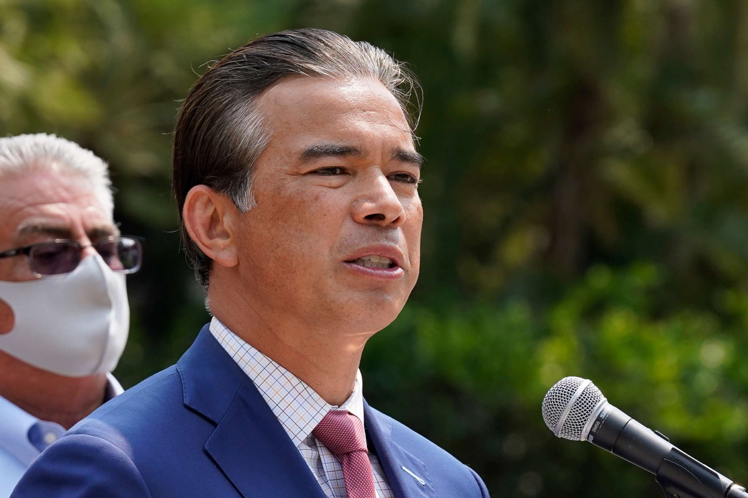 PHOTO: California Attorney General Rob Bonta speaks at a news conference, Aug. 17, 2021, in Sacramento, Calif. 