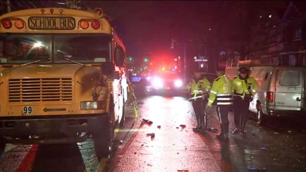 PHOTO: A mother and her four children have been run over as her kids were getting off of a school bus by a driver trying to escape the police in Brooklyn, New York, on Nov. 30, 2022.