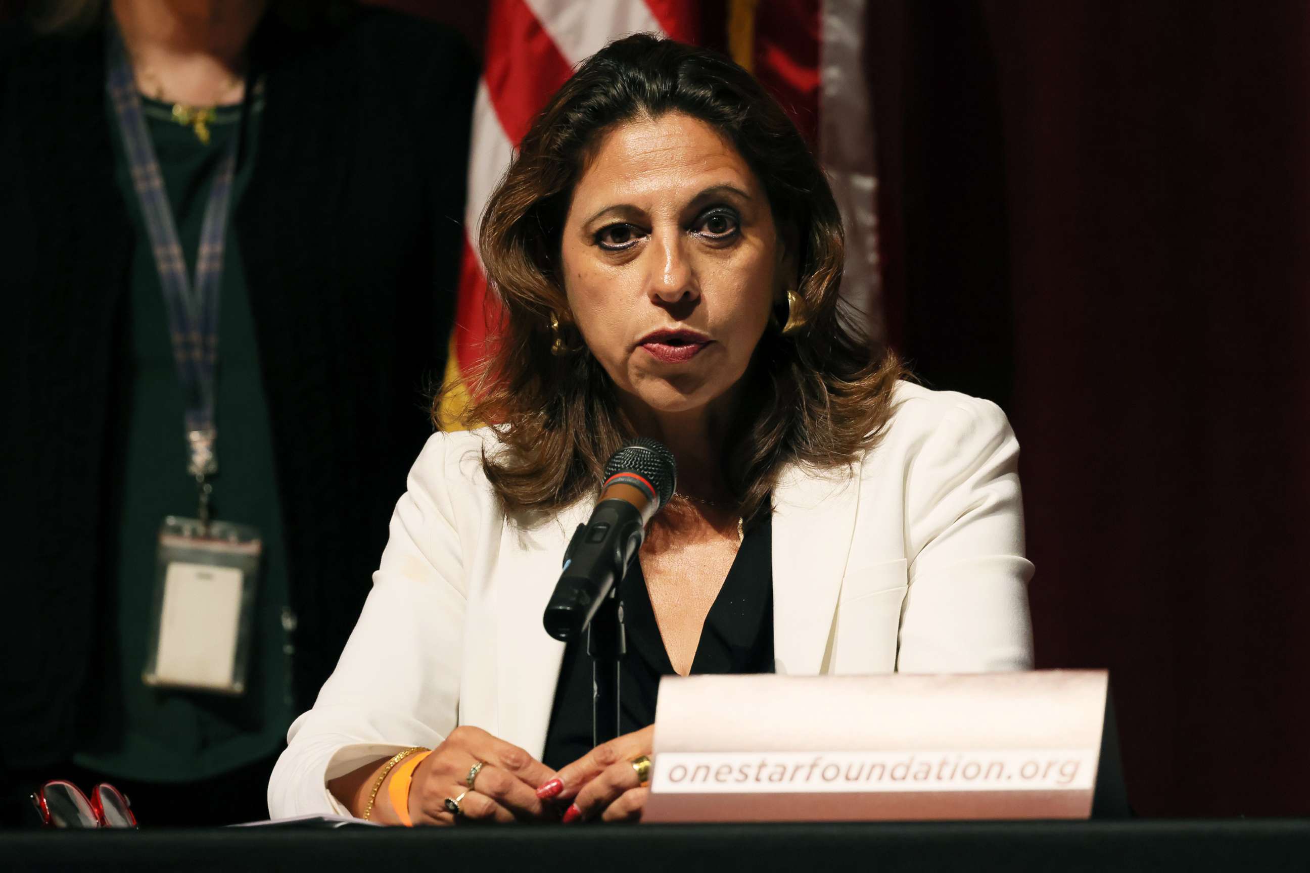 PHOTO: Christina Mitchell Busbee, 38th Judicial District Attorney, speaks during a press conference about the mass shooting at Uvalde High School, May 27, 2022, in Uvalde, Texas.