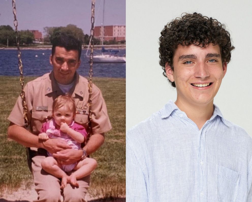 PHOTO: Navy Lt. Cmdr. David L. Williams pictured alongside a 2021 photo of his son David Casimes.