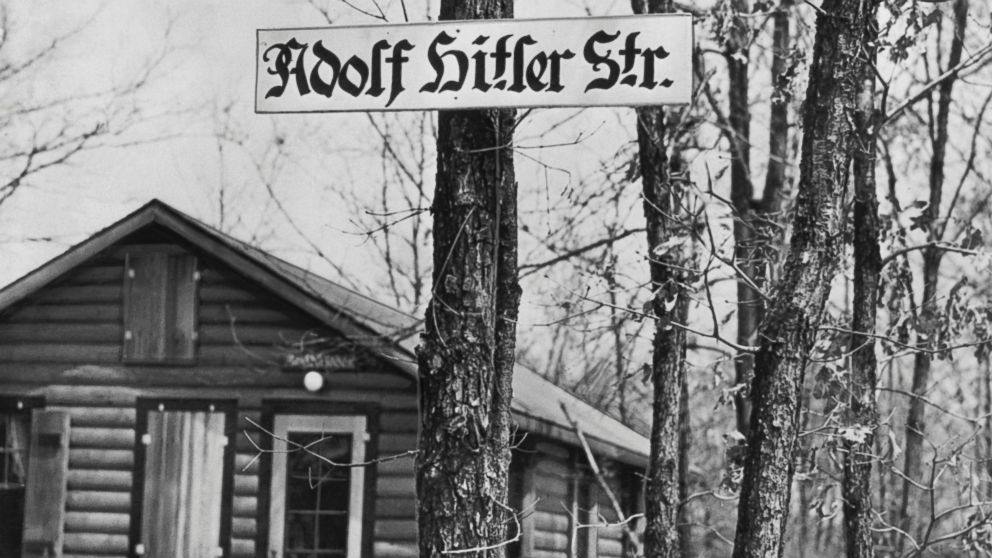 PHOTO:This "Adolf Hitler Strasse" is a street running through "Camp Siegfried" summer camp of the German American Bund, April 18, 1938, in Yaphank, New York. 