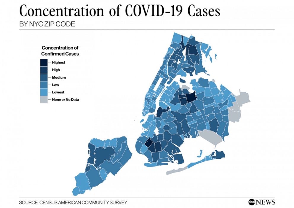 Concentration of COVID-19 Cases by NYC Zip Code