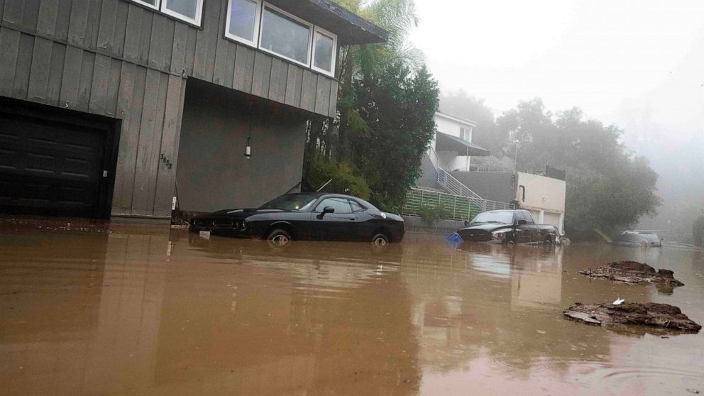 PHOTO: A mudslide flooded parts of Fredonia Drive in Studio City, Calif., Jan. 10, 2023.