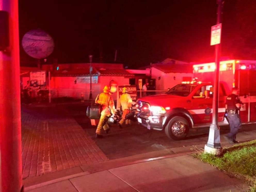 PHOTO: Emergency personnel respond to explosions where multiple people were injured at the Old World Village, Oct. 5, 2019, in Huntington Beach, Calif. 