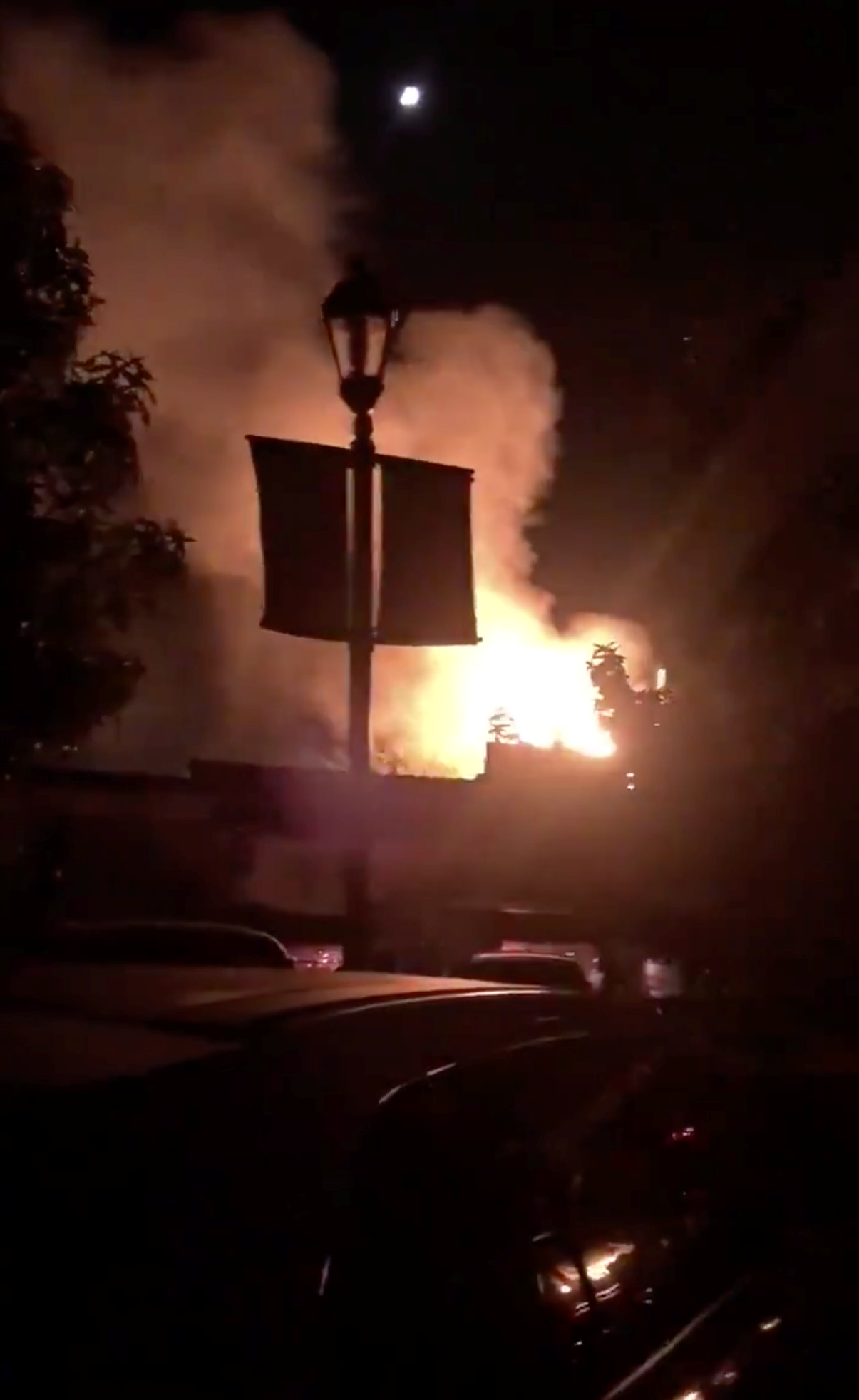 PHOTO:Smoke and fire are seen following an explosion during California Oktoberfest celebration in Huntington Beach, Calif., Oct. 5, 2019, in this picture obtained from social media video.  