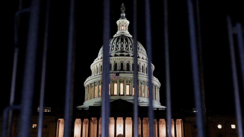 PHOTO: This photo shows the Capitol hours before a partial government shutdown took effect, in Washington, D.C., on Sept. 30, 2025.