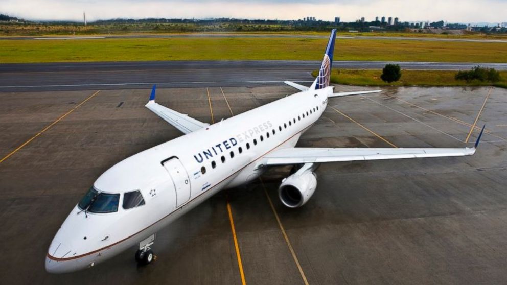 A photo of a United Express Embraer 175, in an undated photo.
