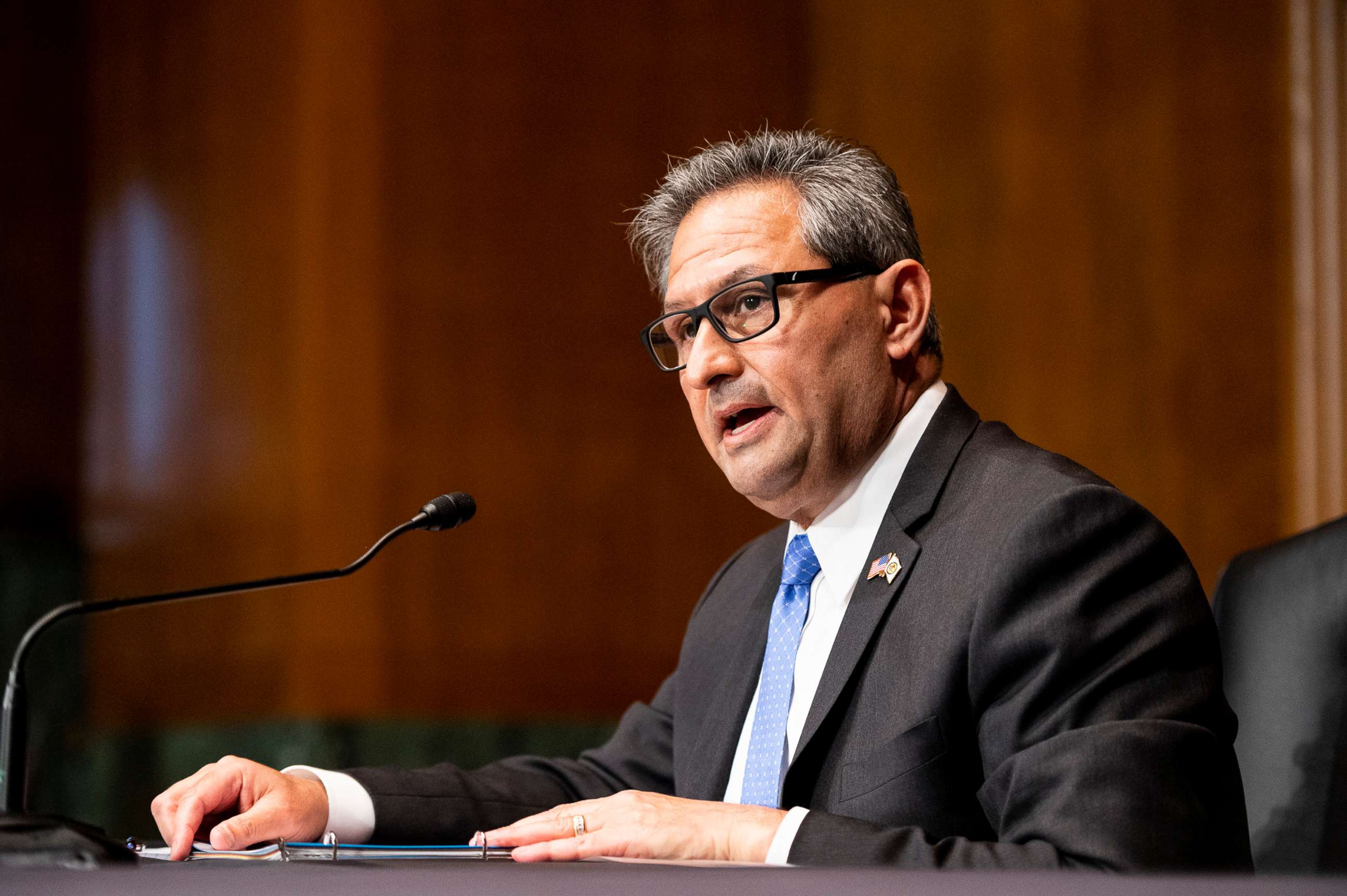 PHOTO: Michael Carvajal, Director Federal Bureau of Prisons, testifies during the Senate Judiciary Committee oversight hearing of the Federal Bureau of Prisons, April 15, 2021. 