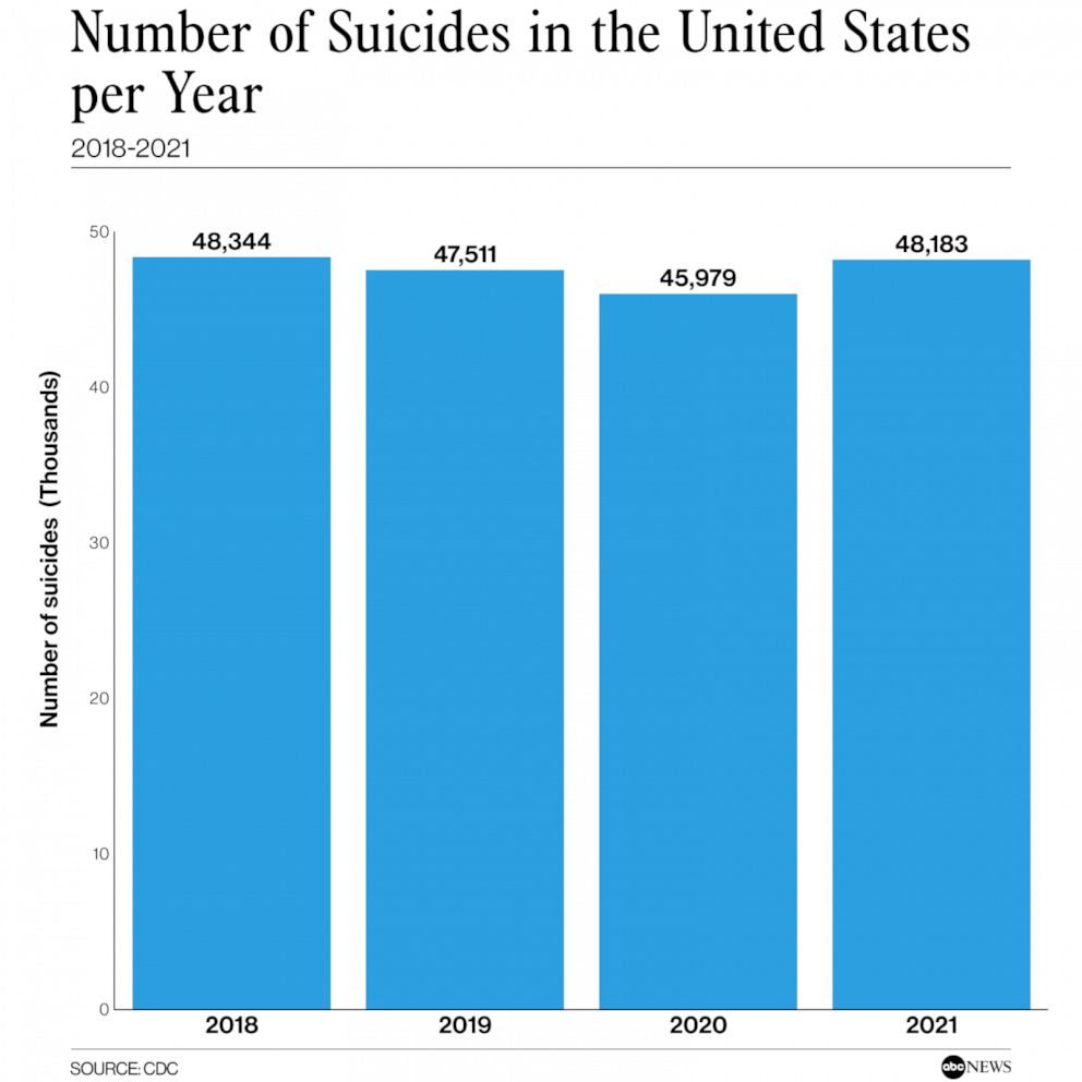 PHOTO: Number of Suicides in the United States per Year