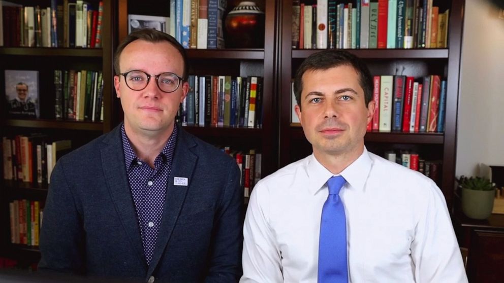 PHOTO: Pete and Chasten Buttigieg join "The View" to discuss Chasten's new book "I Have Something to Tell You" on Tuesday, Sept. 15, 2020.